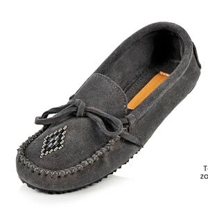 Gray Suede Moccasins for Women